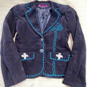 Spy Exchange Suit Jacket Blazer Black Blue Stretch Lined Flap Pockets Size:Sm